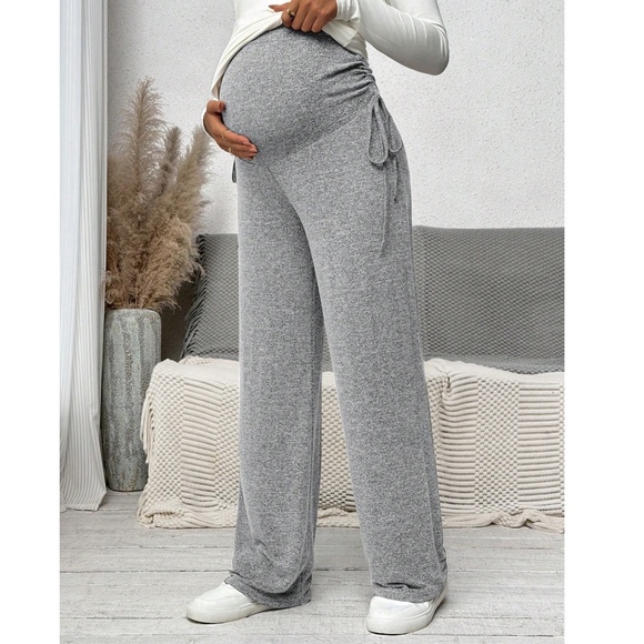 Maternity Dark Grey Stretchy Wide Waist Wide leg Lounge Pants - Picture 11 of 12